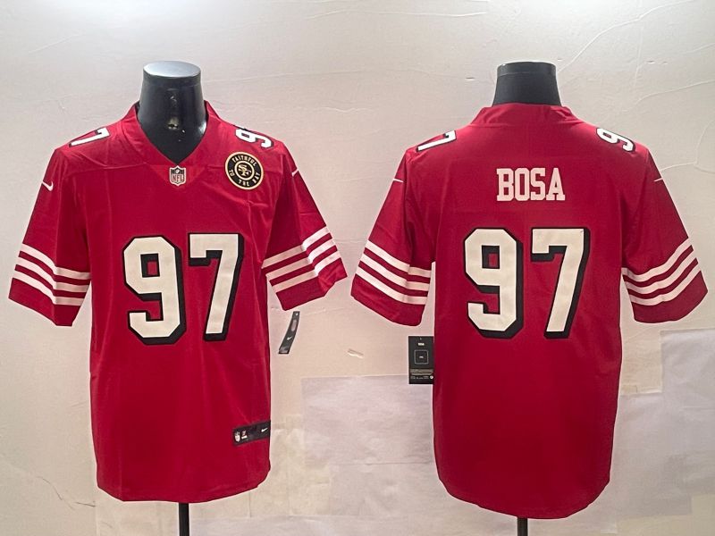 Men San Francisco 49ers #97 Bosa Red Throwback Second generation 2024 Nike Limited NFL Jersey style 3